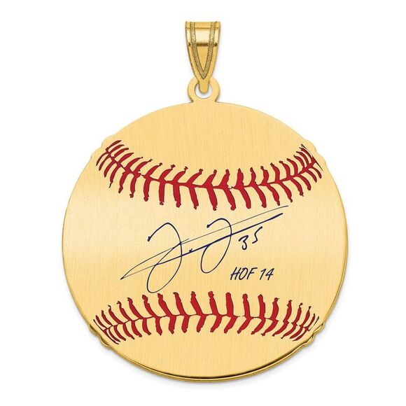 14K Gold Plated Frank Thomas Signature LG Enamel Baseball Pendant